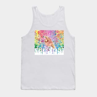 Girly Sloth Watercolor Rainbow Paint Drip Tank Top